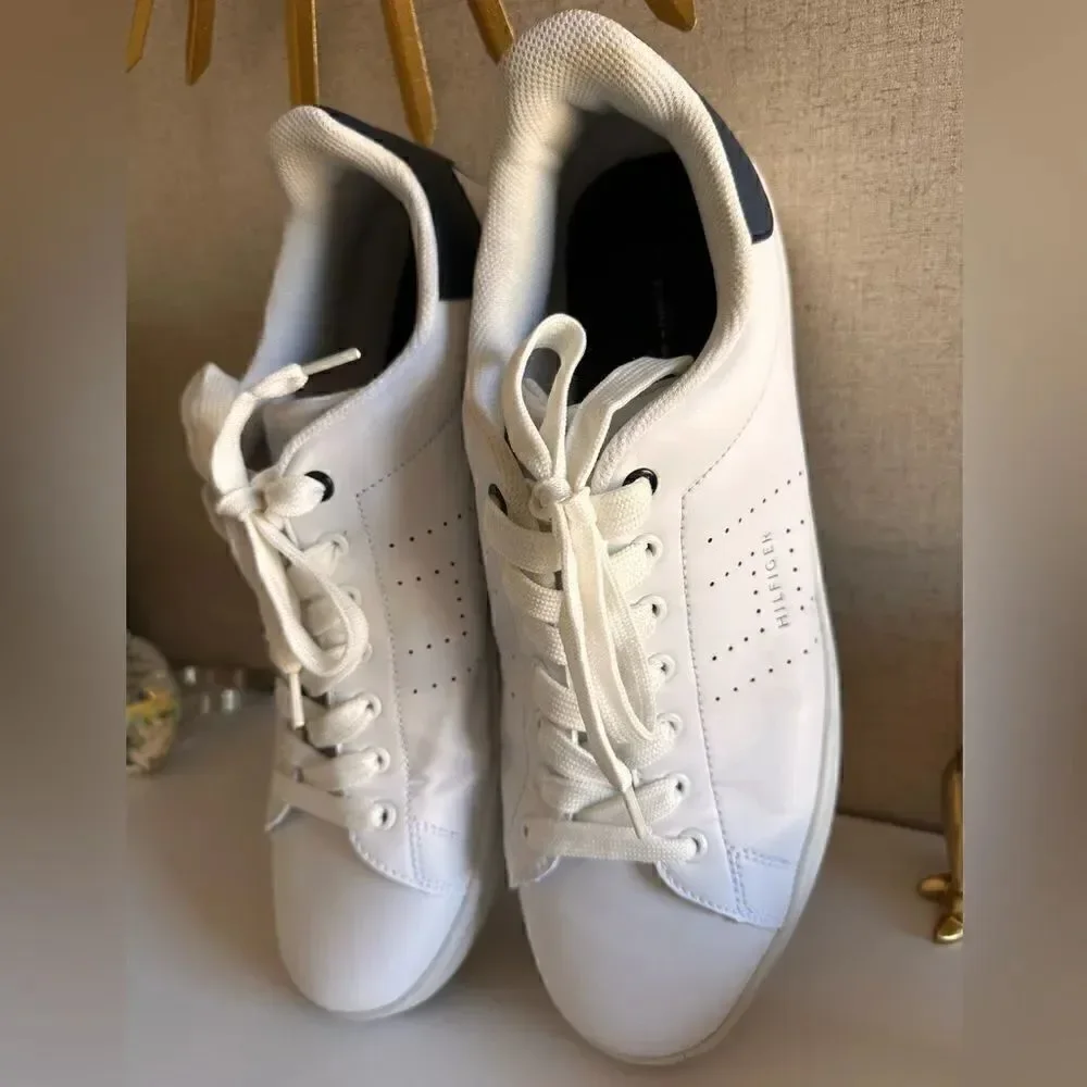 Tommy Hilfiger Men’s Sneakers – White Leather Low Top Size 13